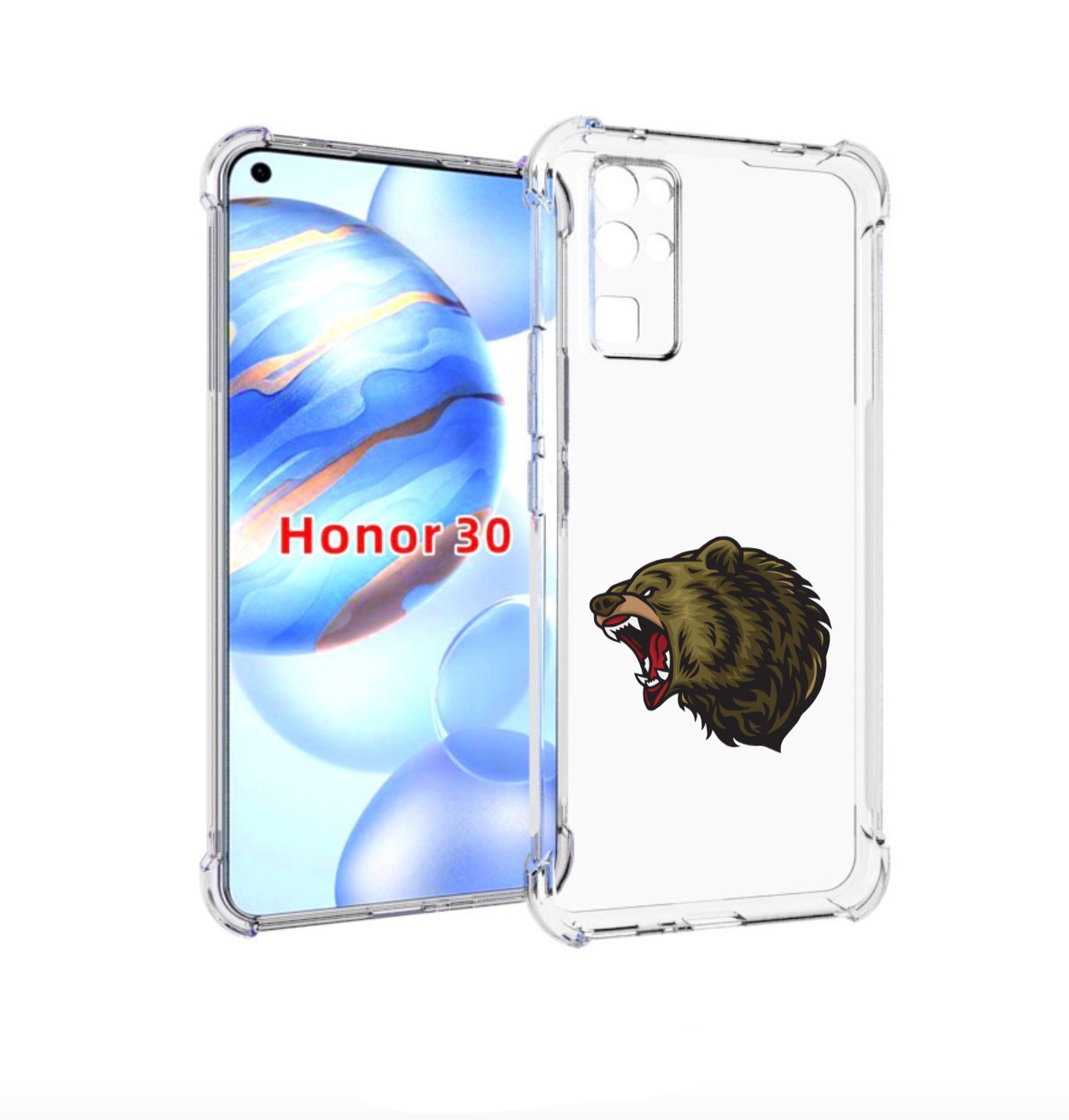 

Чехол бампер MyPads Голова-медведь для Honor 30 (BMH-AN10) проти, Прозрачный, Tocco
