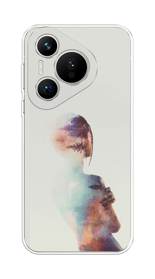 

Чехол на Huawei Pura 70 "Девушка-лес", Розовый;голубой;серый, 6124050-1