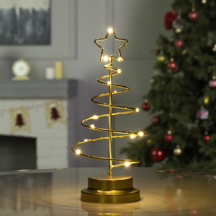 

Новогодний светильник Luazon Lighting Елка золотистая 9143343 белый теплый, Елка золотистая