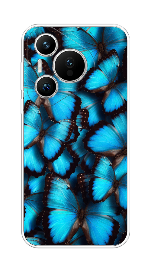 

Чехол на Huawei Pura 70 "Тропическая бабочка 2", Голубой;черный, 6124050-1