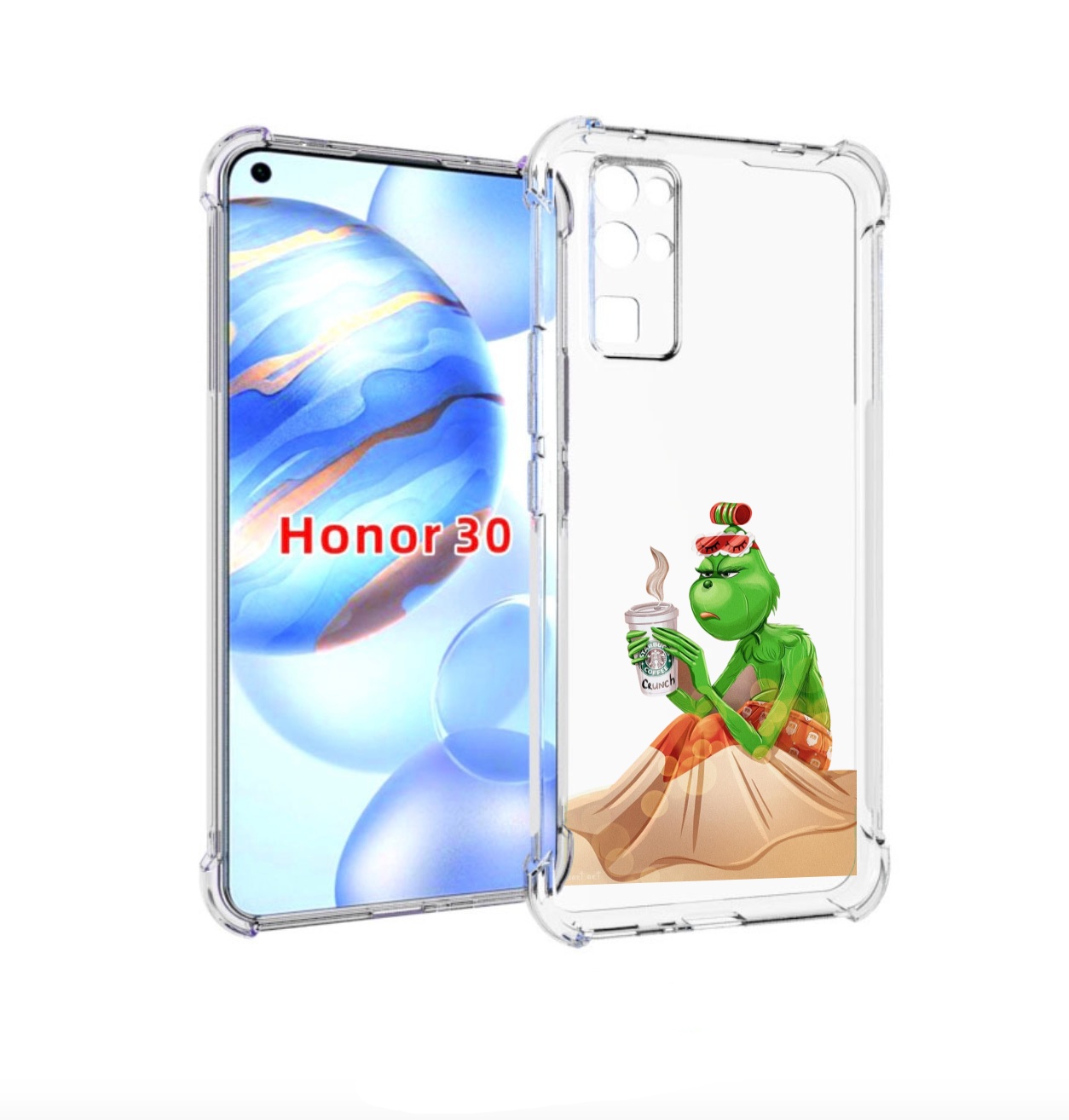 

Чехол бампер MyPads Гринч-в-платье для Honor 30 (BMH-AN10) проти, Прозрачный, Tocco