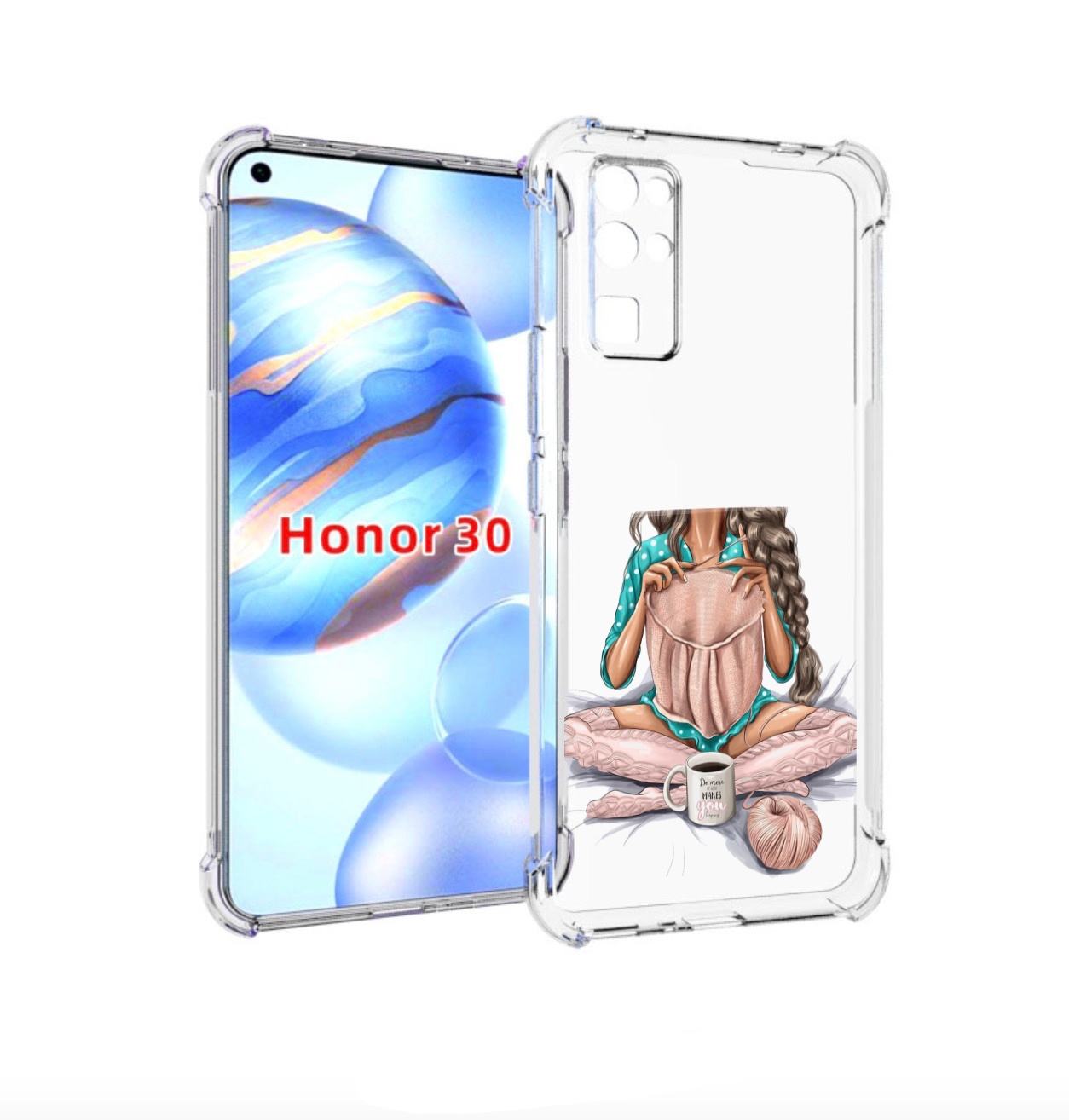 

Чехол бампер MyPads Девушка-вяжет женский для Honor 30 (BMH-AN10, Прозрачный, Tocco