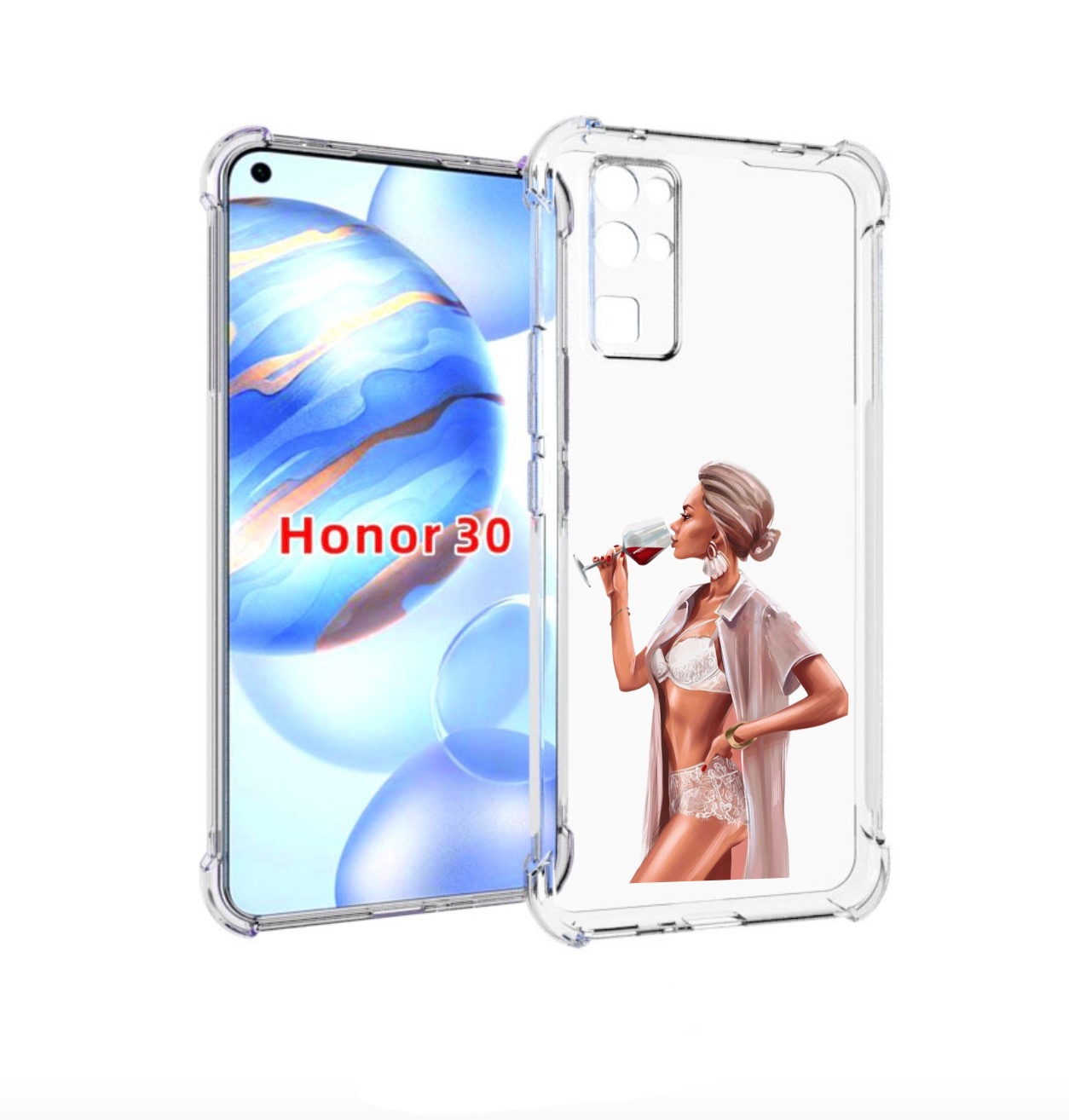 

Чехол бампер MyPads Девушка-с-вином женский для Honor 30 (BMH-AN, Прозрачный, Tocco