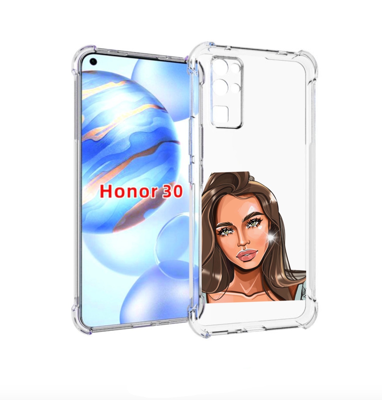 

Чехол бампер MyPads Девушка-с-зелеными-глазами для Honor 30 (BMH, Прозрачный, Tocco