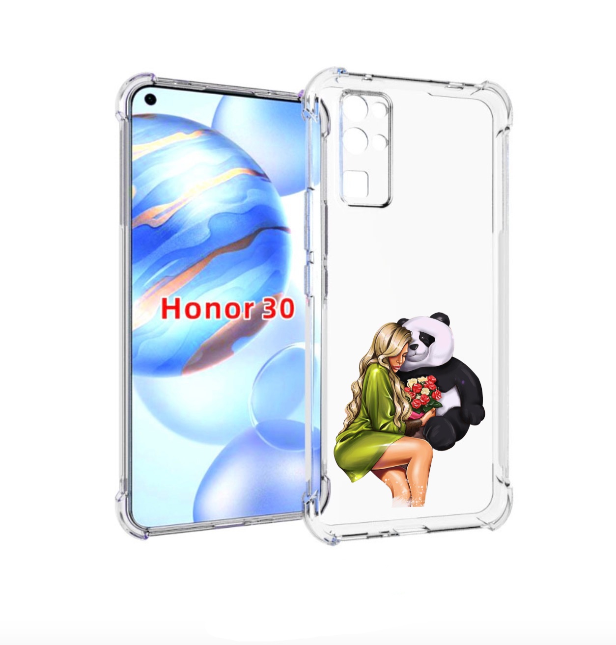 

Чехол бампер MyPads Девушка-с-пандой-с-букетом женский для Honor, Прозрачный, Tocco