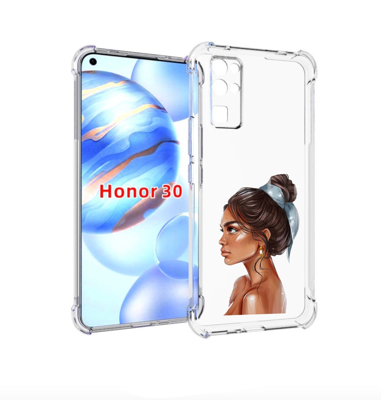 

Чехол бампер MyPads Девушка-с-повязкой женский для Honor 30 (BMH, Прозрачный, Tocco