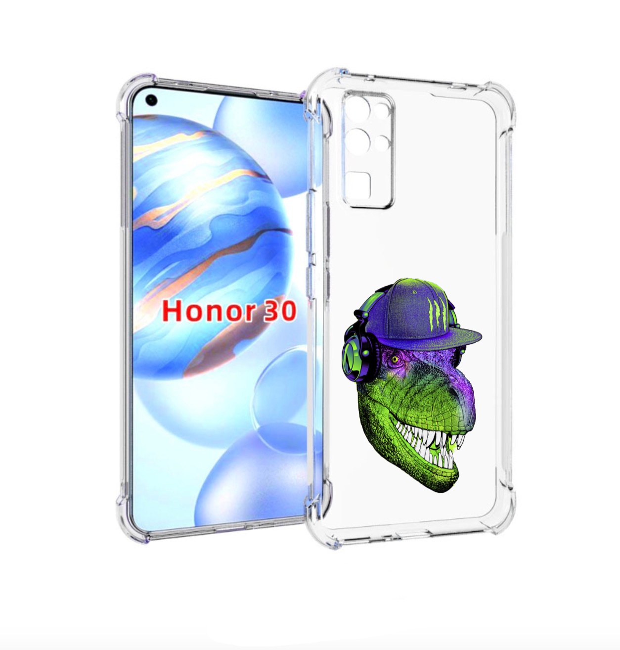 Чехол бампер MyPads Динозавр в кепке для Honor 30 (BMH-AN10) про