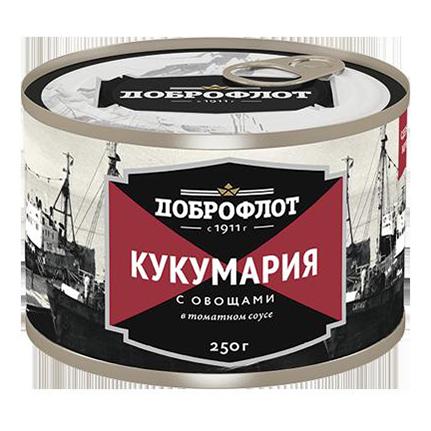 фото Кукумария доброфлот кусочками с овощами в томатном соусе 250 г