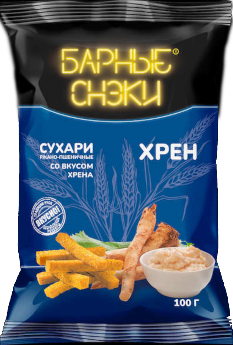 

Сухарики ржаные Барные снэки с хреном 100 г