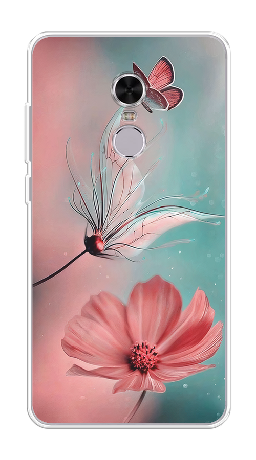 

Чехол на Xiaomi Redmi Note 4 "Бабочка и цветок", Голубой;розовый, 31850-1