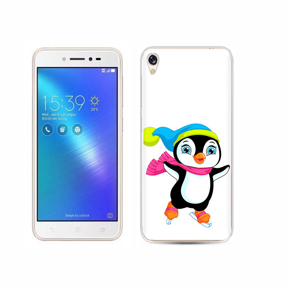 Чехол MyPads Tocco для Asus ZenFone Live (ZB501KL) пингвин на коньках