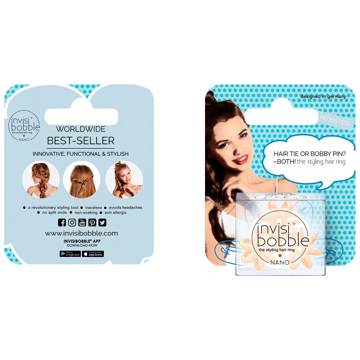 

Резинка для волос invisibobble NANO To Be or Nude to Be (с подвесом), Бежевый