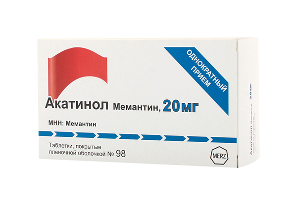 Купить Акатинол Мемантин таблетки, покрытые пленочной оболочкой 20 мг №98, Merz Pharma