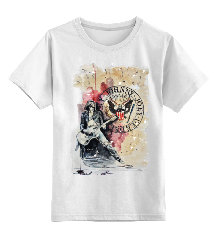 Детская футболка классического фасона с принтом Ramones, размер 128.