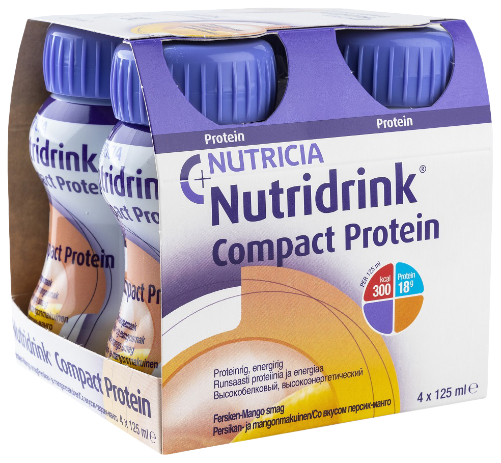 Купить Нутридринк Compact Protein Смесь жидкая для энтерального питания персик-манго 125 мл 4 шт., Nutricia