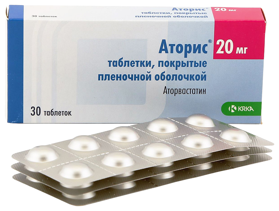Купить Аторис таблетки, покрытые пленочной оболочкой 20 мг №30, KRKA