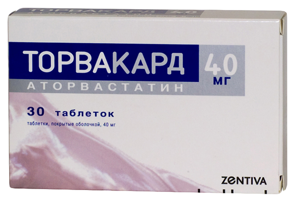Купить Торвакард таблетки п.о. 40 мг. 30 шт., Zentiva