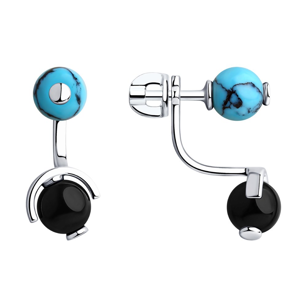

Серьги женские из серебра SOKOLOV 83020072, бирюза/агат, 83020072