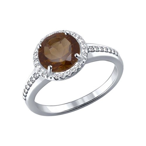 

Кольцо из серебра р. , SOKOLOV 92010970, раухтопаз\фианит, 92010970