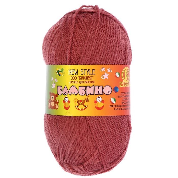 

Пряжа Камтекс "Бамбино", 50г, 150м (меринос, акрил) (088 брусника), 10 мотков, Розовый, Бамбино