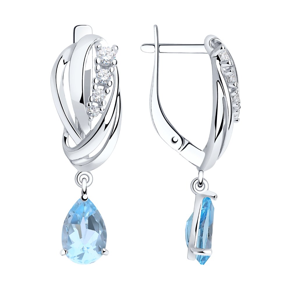 

Серьги женские из серебра SOKOLOV 92022257, топаз/фианит, 92022257