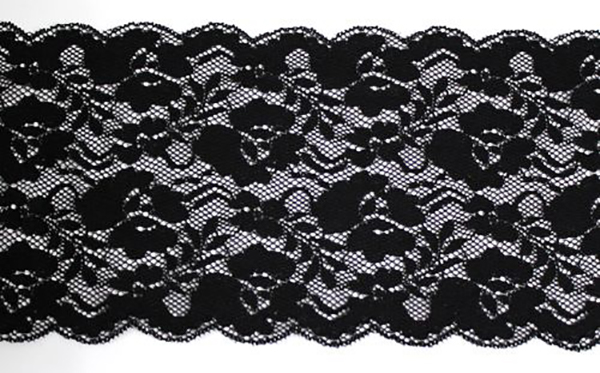 

Кружево эластичное, 15 см x 15 м, цвет: чёрный, арт. 9199