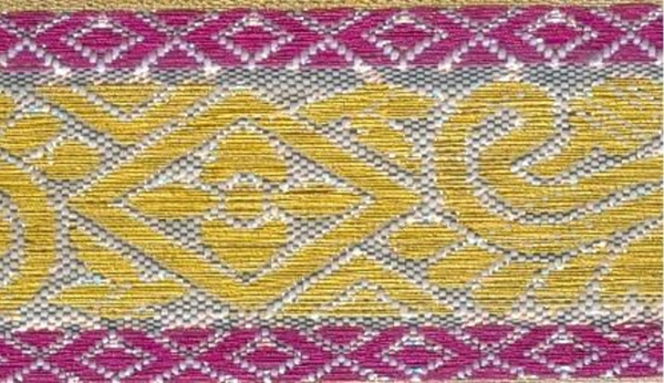 

Тесьма жаккардовая, 30 мм x 8,2 м, арт. 2233, Желтый;розовый