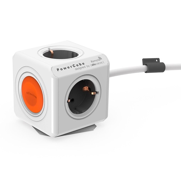 фото Удлинитель allocacoc powercube remote 1512/euexrm, 4 розетки, 1,5 м, white/orange