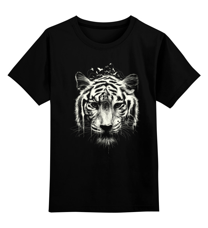 Купить 0000000663897, Детская футболка классическая Printio Белый тигр, р. 104,