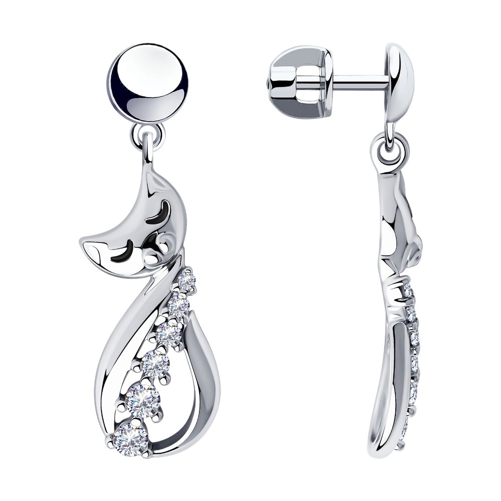 

Серьги подвески из серебра SOKOLOV 94024031, фианит/эмаль, 94024031
