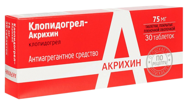 Купить Клопидогрел-Акрихин таблетки, покрытые пленочной оболочкой 75 мг №30, Акрихин АО