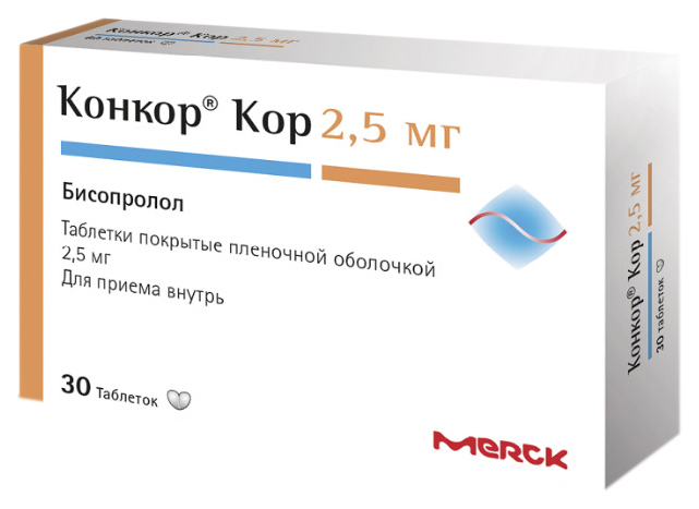 фото Конкор кор таблетки, покрытые пленочной оболочкой 2,5 мг №30 merck kgaa