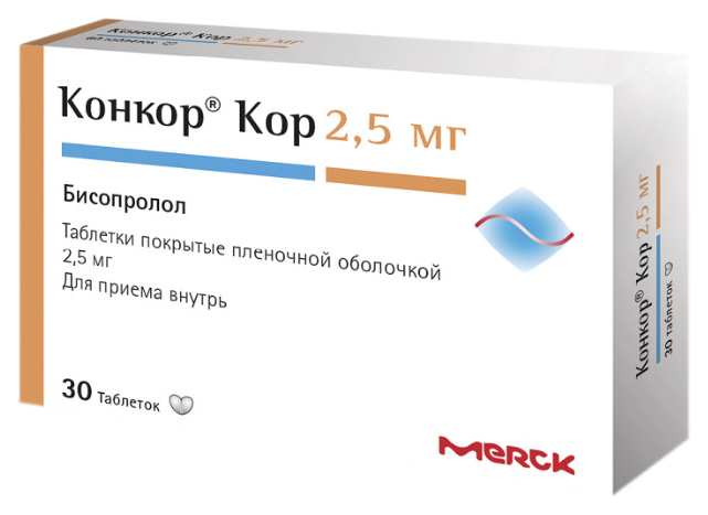 Конкор Кор таблетки, покрытые пленочной оболочкой 2,5 мг №30