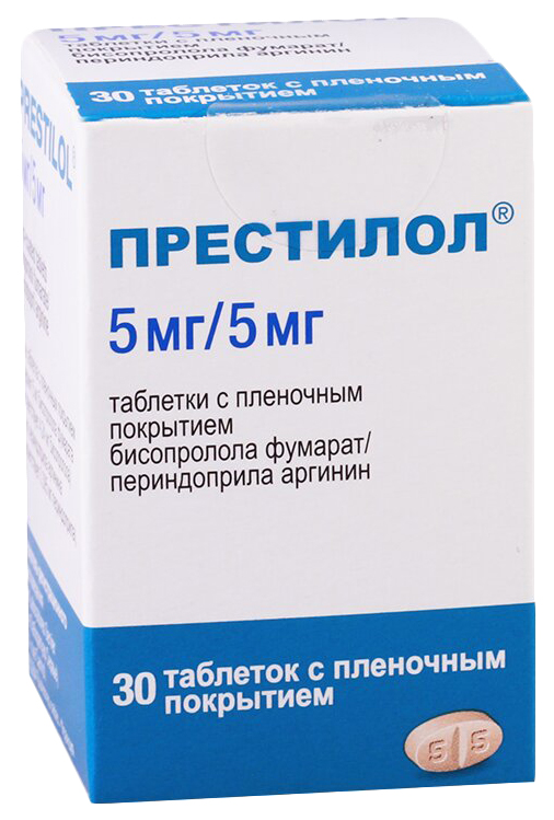 Купить Престилол таблетки, покрытые пленочной оболочкой 5 мг+5 мг №30, Servier