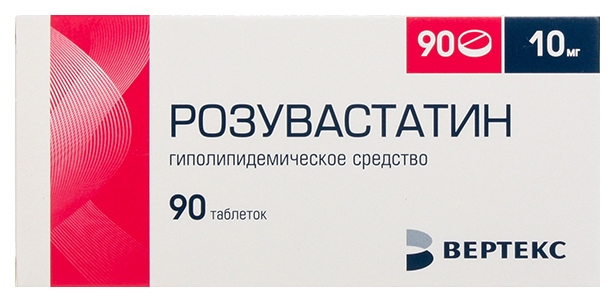 Купить Розувастатин таблетки, покрытые пленочной оболочкой 10 мг 90 шт., Вертекс, Россия