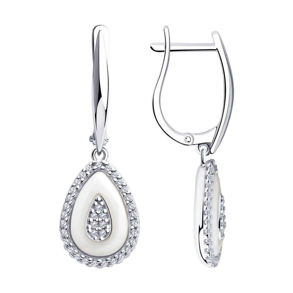 

Серьги женские из серебра SOKOLOV 94023868, керамика/фианит, 94023868