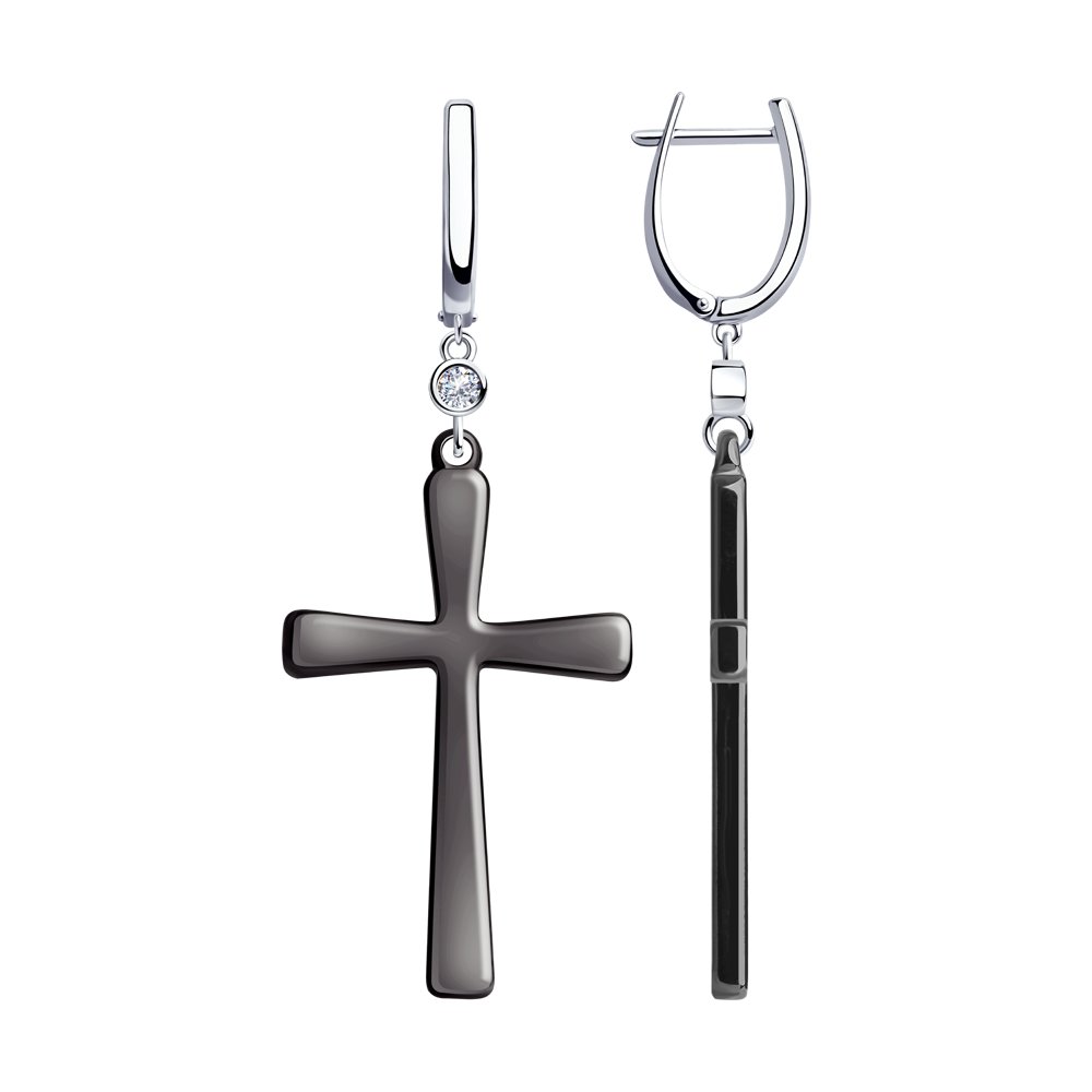 

Серьги подвески из серебра SOKOLOV 94023954, керамика/фианит, 94023954