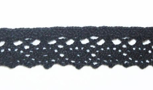 

Кружево хлопчатобумажное, 15 мм x 20 м, цвет: черный, арт. CL-024