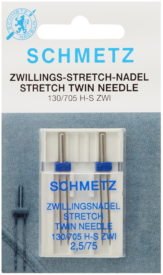 Иглы стретч двойные Schmetz 130 705H-S ZWI № 75 2.5, 2 шт