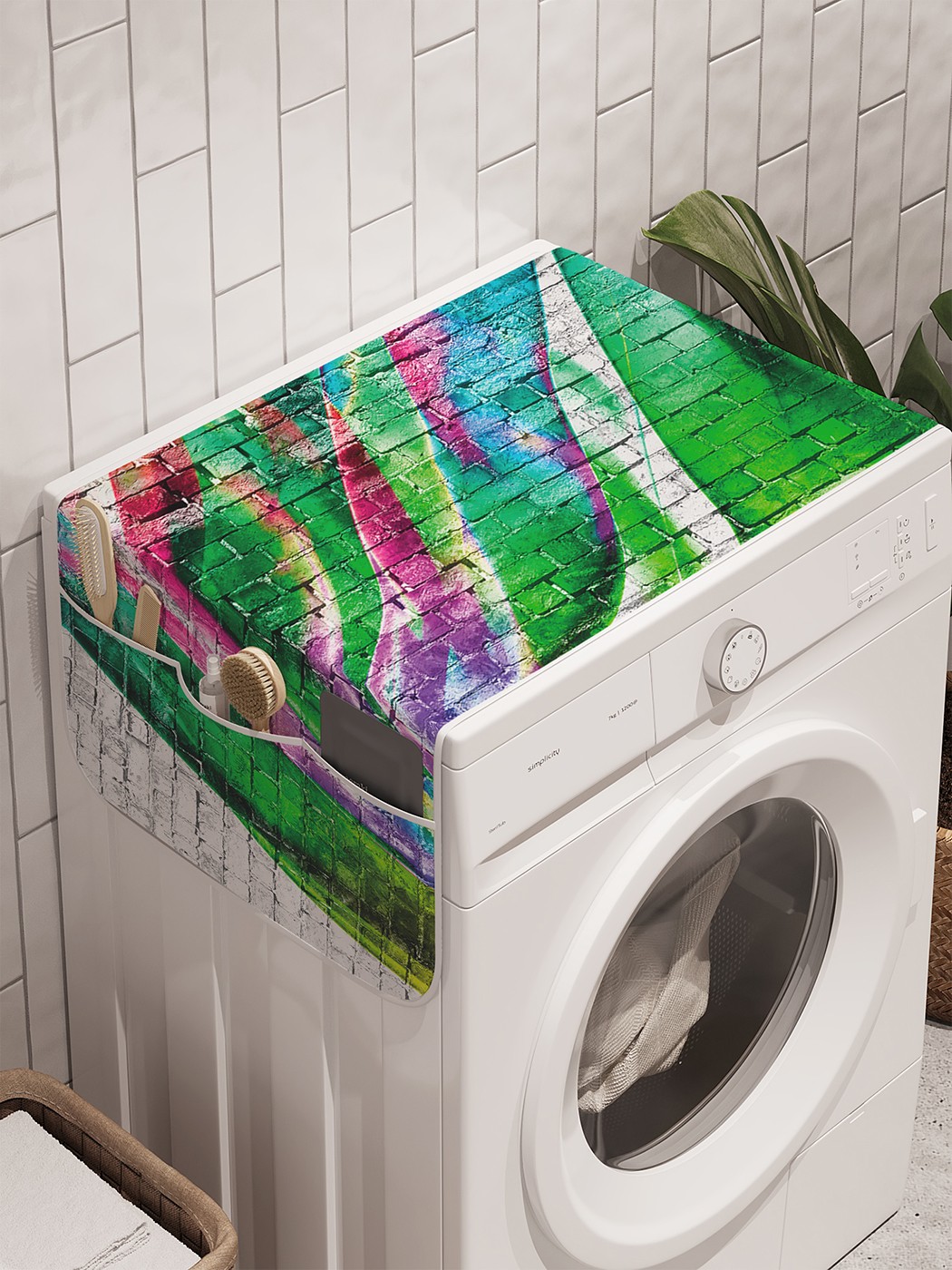 фото Органайзер "красочные потеки" на стиральную машину, 45x120 см ambesonne
