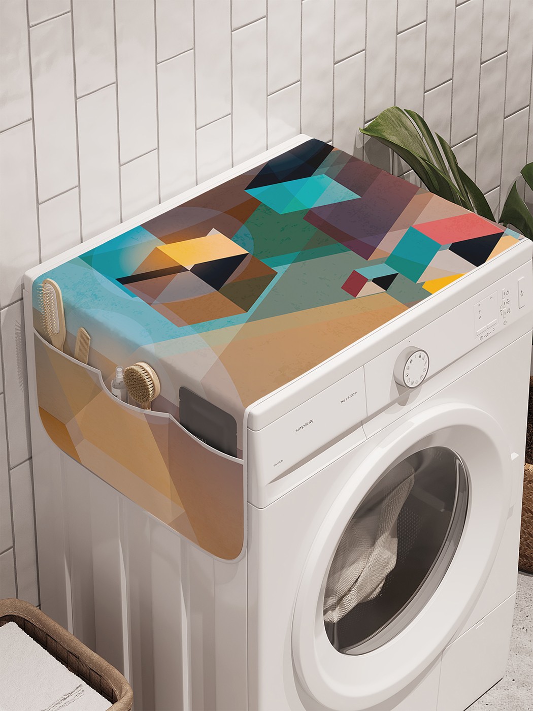 фото Органайзер "геометрическое марево" на стиральную машину, 45x120 см ambesonne