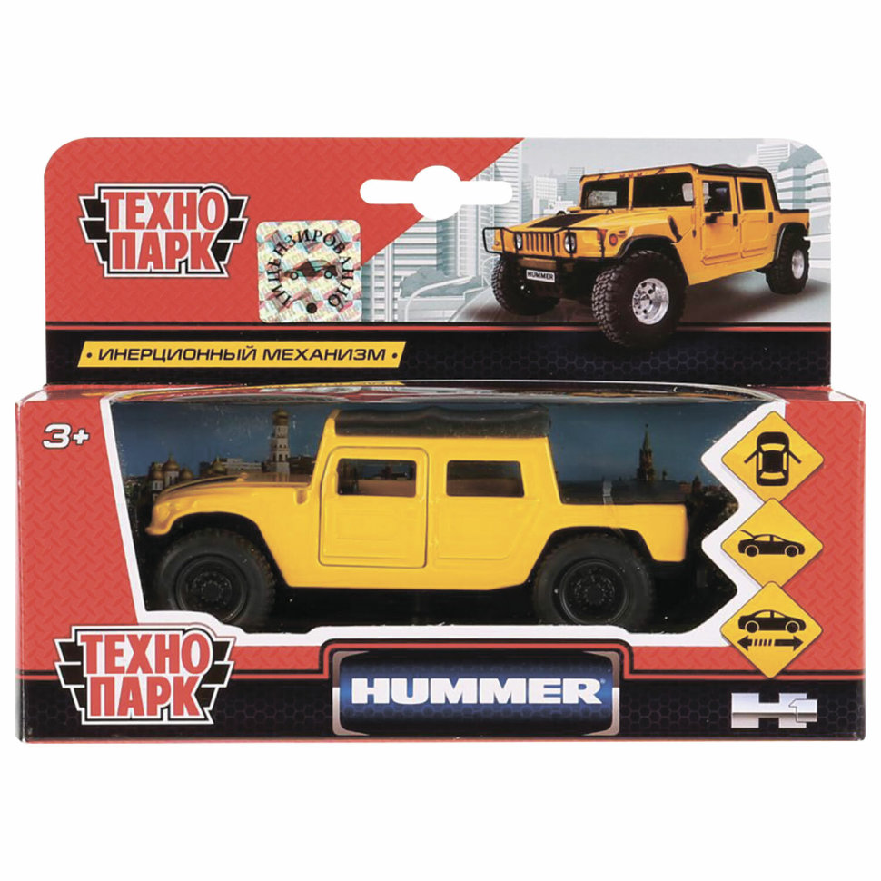 

игрушечная машинка инерционная Технопарк Hummer H1 Пикап 12 см SB-18-09-H1-NY-WB, 272088, Желтый, 272088