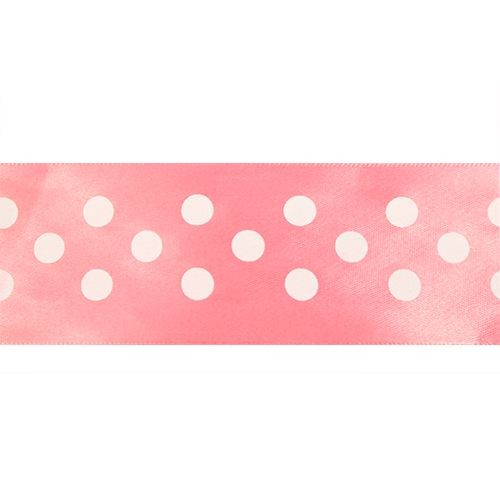 фото Лента атласная "горошек", 45 мм x 22,5 м, цвет: розовый ningbo