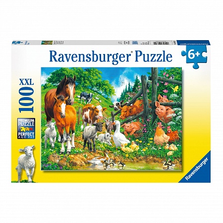 

Пазл Ravensburger 100 деталей, Встреча животных, 100 деталей