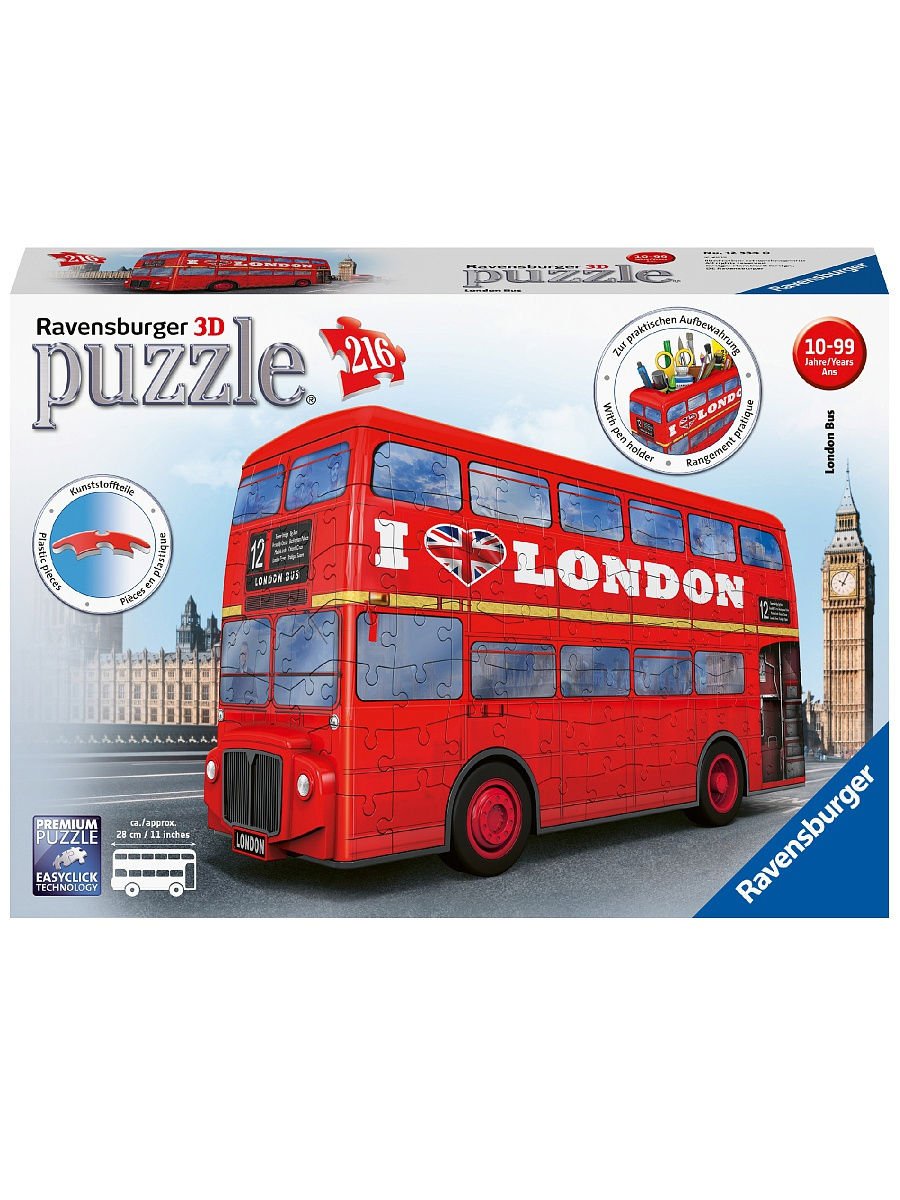 Купить Лондонский автобус, 216 деталей, 3D-пазл Ravensburger 216 деталей,
