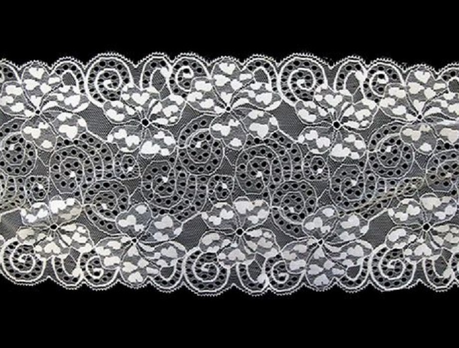 

Кружево эластичное, 185 мм x 13,71 м, цвет: белый, арт. LAEC-15459