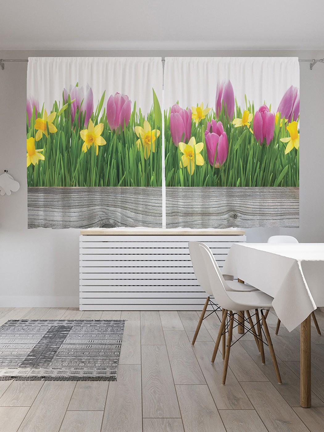 

Шторы под лён «Тюльпаны и нарциссы», серия Oxford DeLux, 290х180 см
