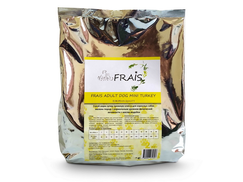 

Сухой корм для собак FRAIS Adult Dog Mini Turkey, для мелких пород, индейка, 2кг, Adult Dog Mini Turkey