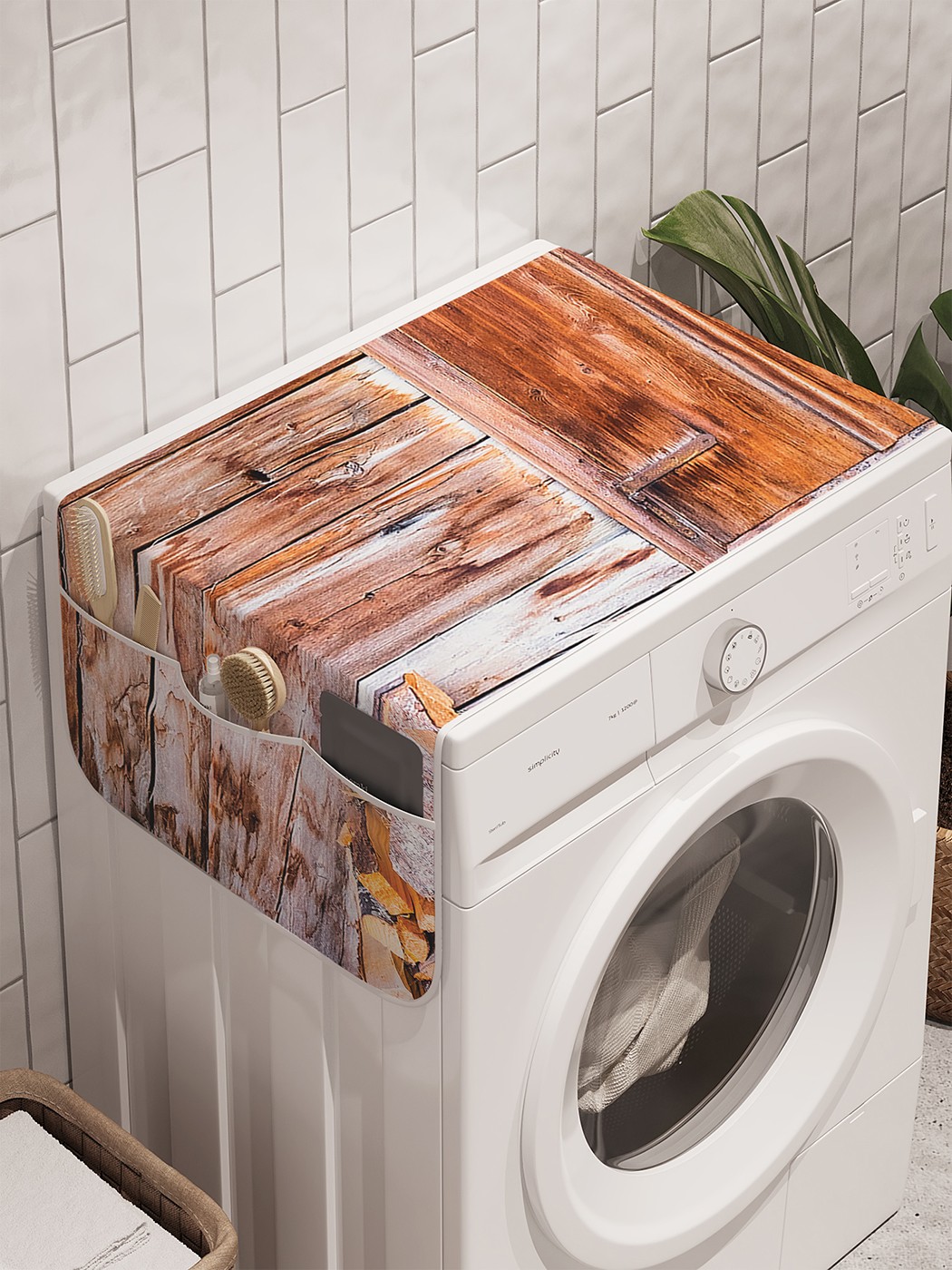 фото Органайзер "дрова у дома" на стиральную машину, 45x120 см ambesonne