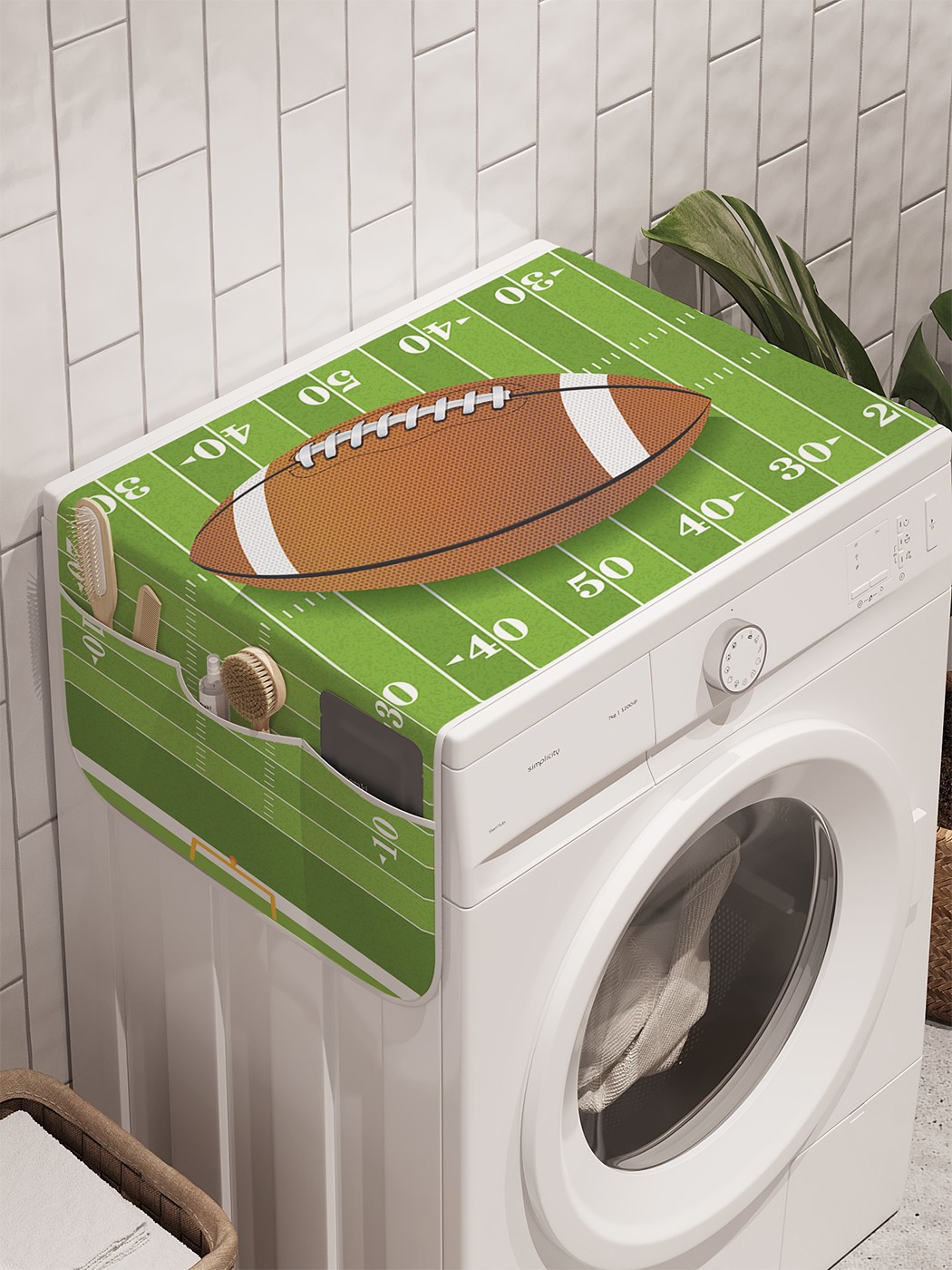 фото Органайзер "поле американского футбола" на стиральную машину, 45x120 см ambesonne